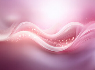 Wall Mural - abstract pink and white wave design with sparkling lights. soft, flowing lines create a dreamy, ethe
