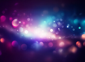 Wall Mural - a swirling nebula of vibrant purple, blue, and pink bokeh lights. the luminous glow creates a dreamy