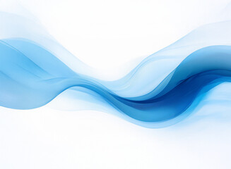 Aufkleber - Abstract image featuring flowing, translucent blue waves on a white background.  The shades of blue create a sense of depth and movement.