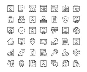 Poster - Check mark icons. Outline symbols collection. Premium vector line icons set