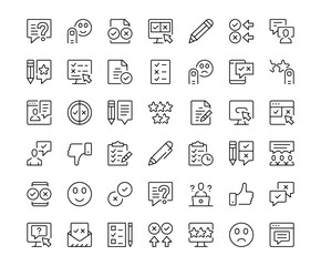 Fototapete - Survey icons. Outline symbols collection. Premium vector line icons set