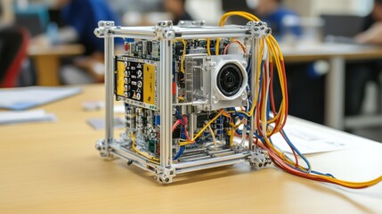 Poster - A close-up of a prototype gadget on a clean RD lab table.