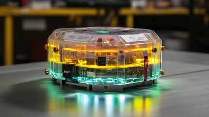 Poster - A close-up of a prototype gadget on a clean RD lab table.