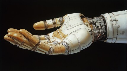 Poster - A close-up of a robotic hand holding a small experimental prototype.