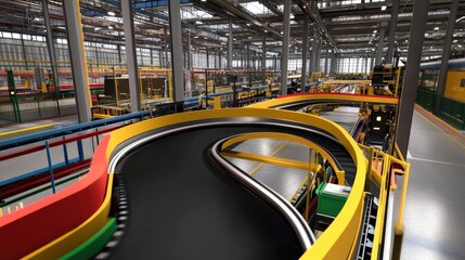 Poster - A conveyor belt system in an automated factory setting.