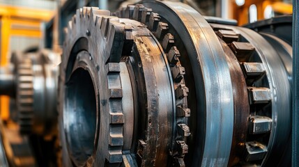 Poster - A detailed view of a gearbox system inside heavy industrial equipment.