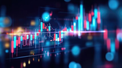 Poster - A futuristic hologram of a profit chart on a digital interface.