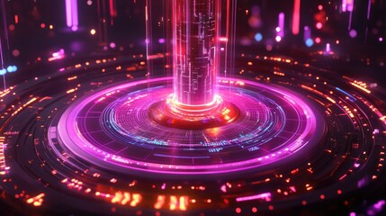 Poster - A futuristic hologram of a profit chart on a digital interface.
