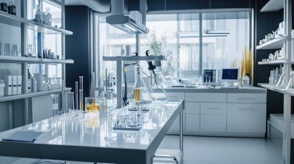 Poster - A futuristic RD lab with digital holograms and D models displayed.