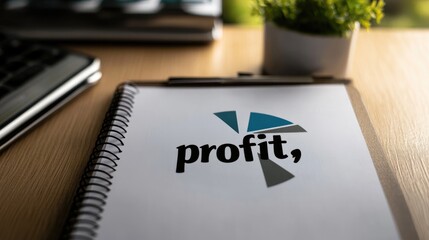 Poster - A pie chart with the largest segment labeled profit, on a modern desk.