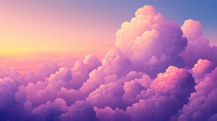 Wall Mural - Dreamy purple and pink cloudscape at sunset. Ideal for backgrounds, websites, or designs needing a peaceful, ethereal vibe.