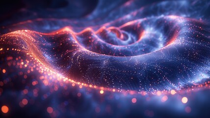 Poster - A captivating glowing blue object suspended in the air, featuring an abstract wave-like texture. The vibrant illumination creates a surreal and dynamic visual experience.