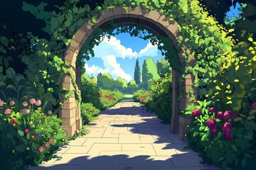 Wall Mural - Enchanted Garden Archway: A Summer's Day