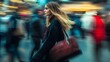 © Berkah - Woman Walking Through Blurry City Lightscape