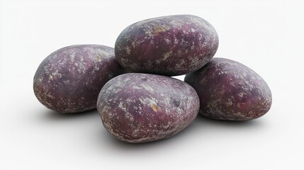 Wall Mural - Purple Potatoes Stacked on White Background