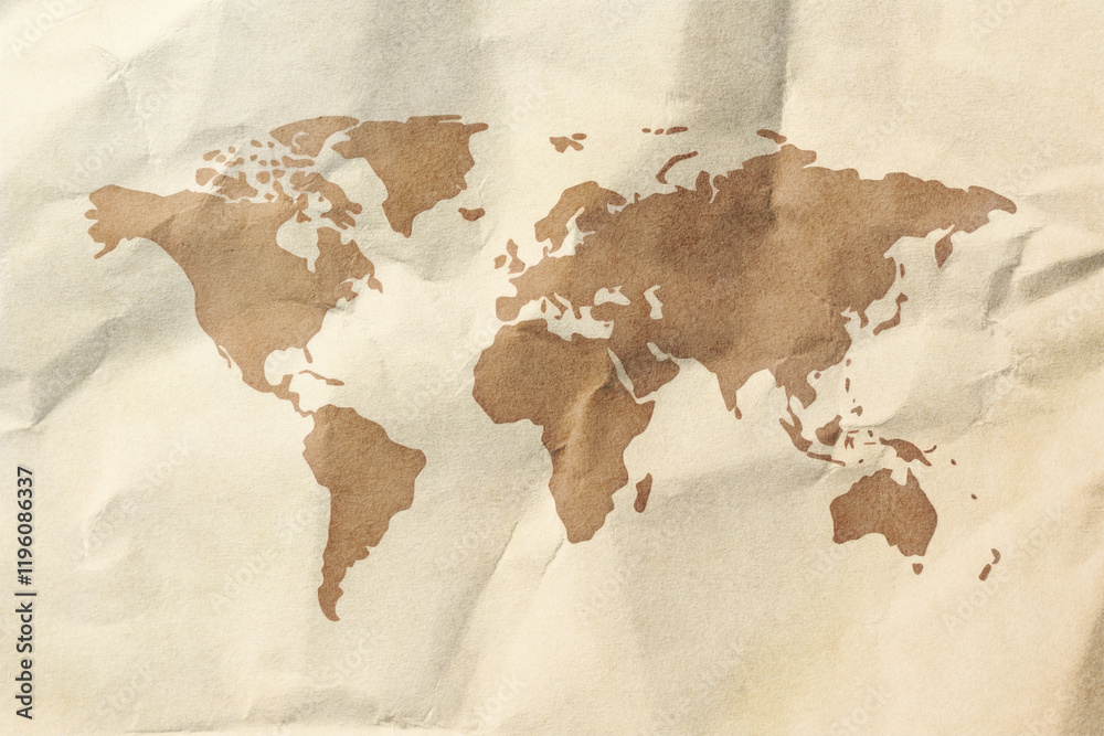 Map Paper Texture Background World map, wrinkled paper texture Stock Illustration | Adobe Stock
