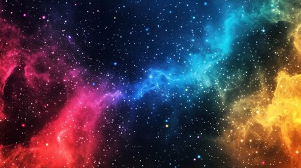 Wall Mural - A colorful galaxy with a rainbow of colors and a lot of stars. The stars are scattered throughout the galaxy, with some closer together and others further apart. The galaxy appears to be very vast