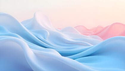 Poster - Ethereal abstract waves flowing gracefully in soft pastel colors, creating a serene and dreamlike visual with smooth, fluid motion