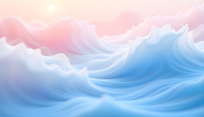 Poster - Ethereal abstract waves flowing gracefully in soft pastel colors, creating a serene and dreamlike visual with smooth, fluid motion