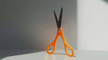 Wall Mural - Orange Scissors on White Background