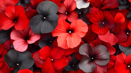 Poster - A vibrant array of red and black flowers, showcasing their delicate petals and rich colors in a stunning floral composition