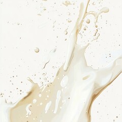 Poster - Creamy liquid splash, dynamic beige and white flow.