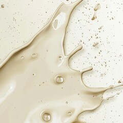 Aufkleber - Beige liquid splash with droplets on white background.