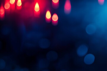 Poster - Abstract red and blue bokeh lights on dark background.