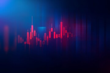 Poster - Abstract red and blue candlestick chart on dark background.