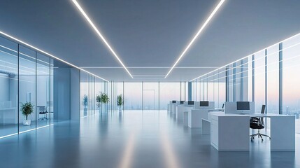 Poster - Futuristic Office Interior with Advanced Design and Technology Elements