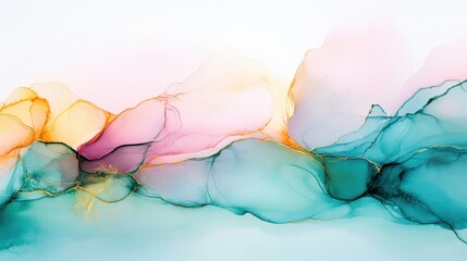 Poster - A vibrant abstract watercolor painting showcases flowing colors and soft shapes, evoking a sense of movement and emotion in a serene composition
