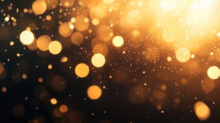 Poster - Warm gold glitter and bokeh lights shimmer against a dark background, evoking a festive and enchanting mood perfect for celebrations