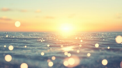 Wall Mural - golden light bathes the ocean during sunset, with sparkling reflections enhancing the tranquil atmos
