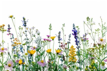 Poster - Colorful wildflowers against white background