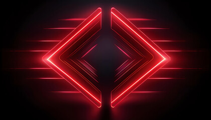 Poster - A vibrant red neon design featuring two angular arrows, creating a dynamic and modern visual effect against a dark background.