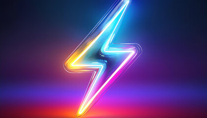 Poster - A vibrant, neon lightning bolt design with colorful glowing effects against a dark background.
