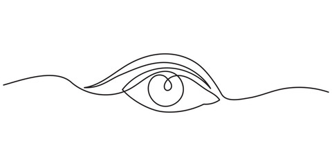 Wall Mural - One continuous line drawing of human eye.Single line art of human eye sign vector. concept of eye logo, eye sign, and eye symbol illustration.