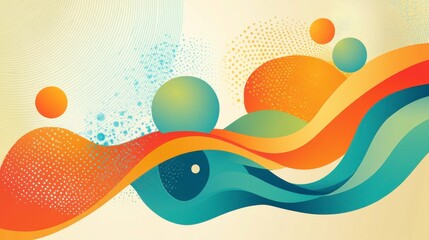 Wall Mural - a colorful retro vector banner that features abstract liquid motion shapes.