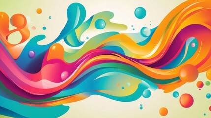 Wall Mural - a colorful retro vector banner that features abstract liquid motion shapes.