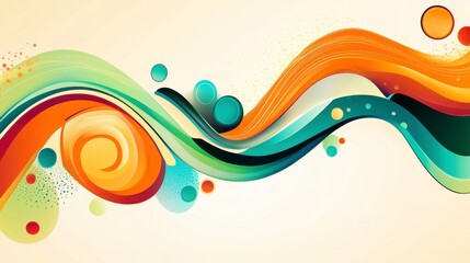 Wall Mural - a colorful retro vector banner that features abstract liquid motion shapes.