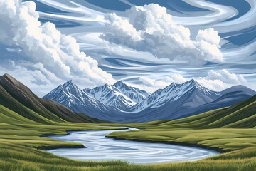 Wall Mural - Majestic Mountain Valley Landscape