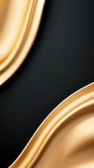 Poster - Abstract golden waves on a black background, sleek and modern, perfect for creating a luxurious ambiance.