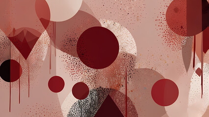 Wall Mural - A modern abstract illustration featuring a romantic theme, with bold geometric shapes in red and blush tones