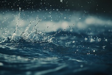 Poster - Close-up of splashing ocean water with droplets.