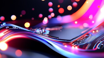 Poster - Abstract Colorful Wave with Glowing Lights