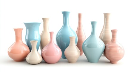 Wall Mural - Collection of Vases in Pastel Colors