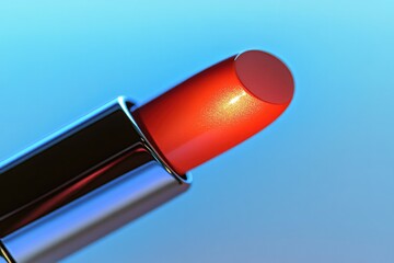Poster - close-up of luxurious lipstick with its tip glowing under soft light set against clean minimalistic background