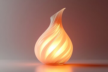 Poster - creative 3d display of unique perfume bottle shaped like teardrop glowing softly against solid gradient background