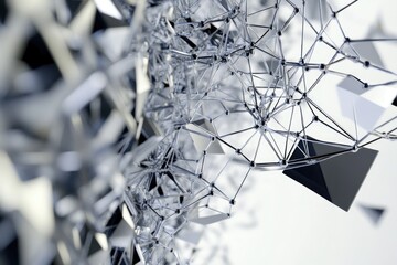 Poster - dynamic display of interconnected geometric shapes forming abstract neural network symbolizing thought processes