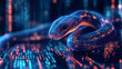 © Aziz - A computer screen displaying python code with a digital snake, symbolizing python programming for data engineering